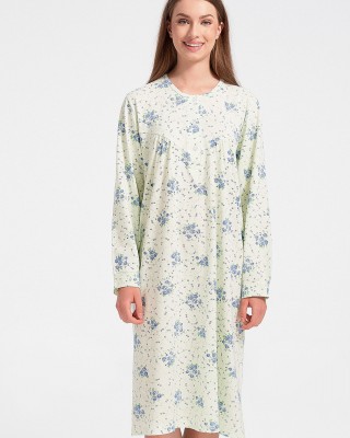 Spring Nightgown ALINA Embroidered Long Sleeve