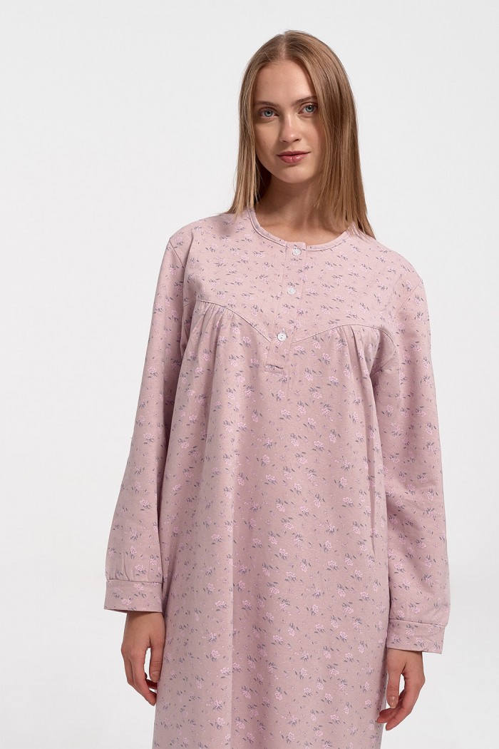 Classic winter nightgown LION Flowers in 4 Shades