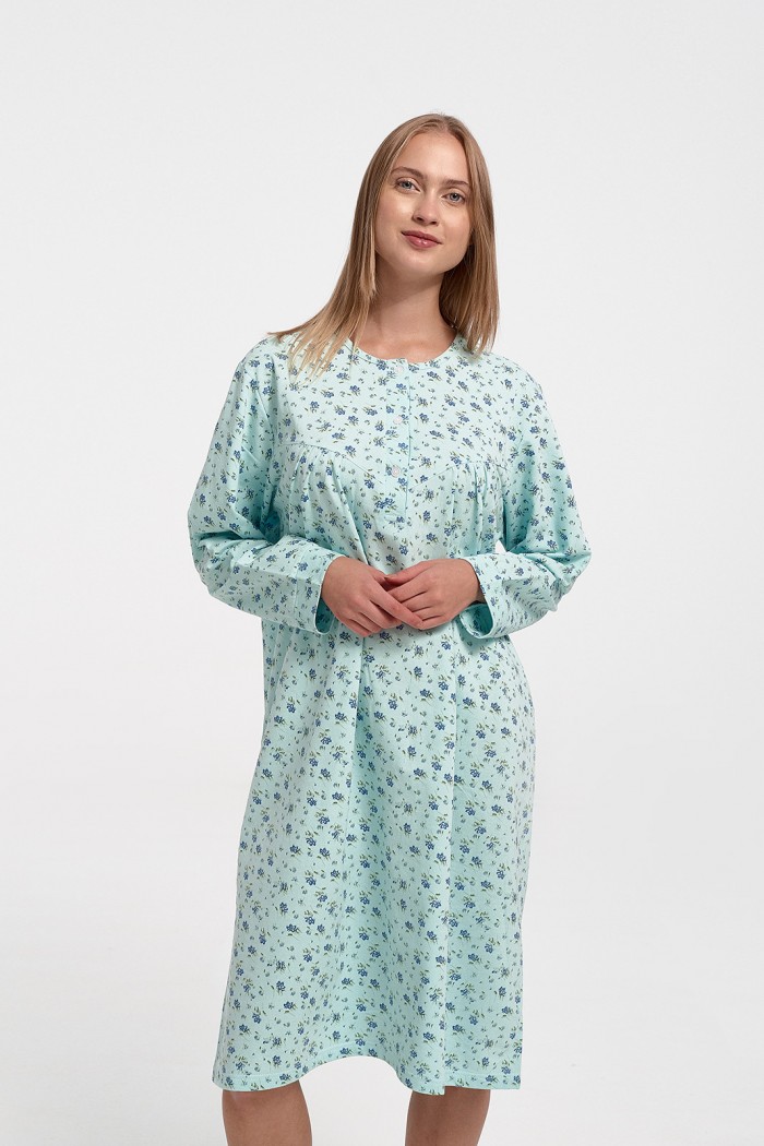 Classic winter nightgown LION Flowers in 4 Shades