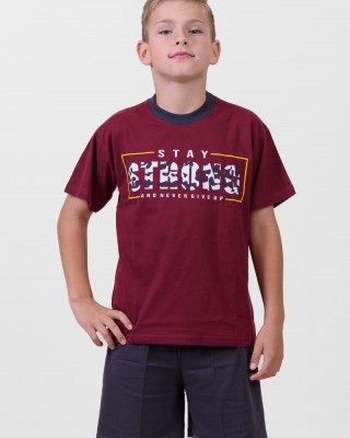 TEENAGE SUMMER PAJAMA BOY LION STRONG BURGUNDY