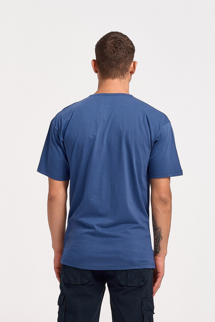 Kurzärmelige LION-Bluse mit Knopf und Tasche