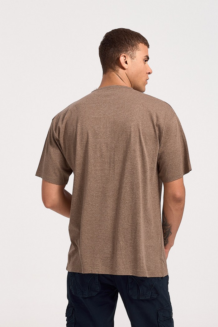 Kurzärmelige LION-Bluse mit Knopf und Tasche