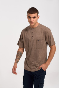 Short-sleeved LION blouse with button and pocket