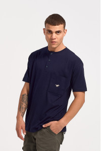 Short-sleeved LION blouse with button and pocket