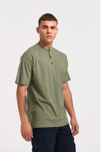 Short-sleeved LION blouse with button and pocket