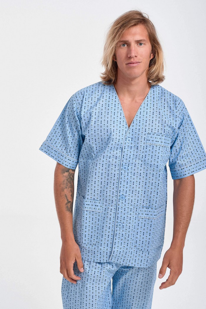Men's LION short-sleeved pajamas with buttons