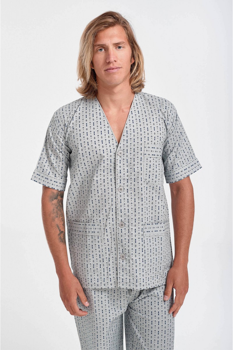 Herren-Pyjama LION mit kurzen Ärmeln und Knöpfen Herren-Pyjama LION mit kurzen Ärmeln und Knöpfen
