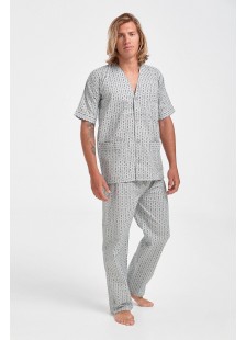 Herren-Pyjama LION mit kurzen Ärmeln und Knöpfen Herren-Pyjama LION mit kurzen Ärmeln und Knöpfen