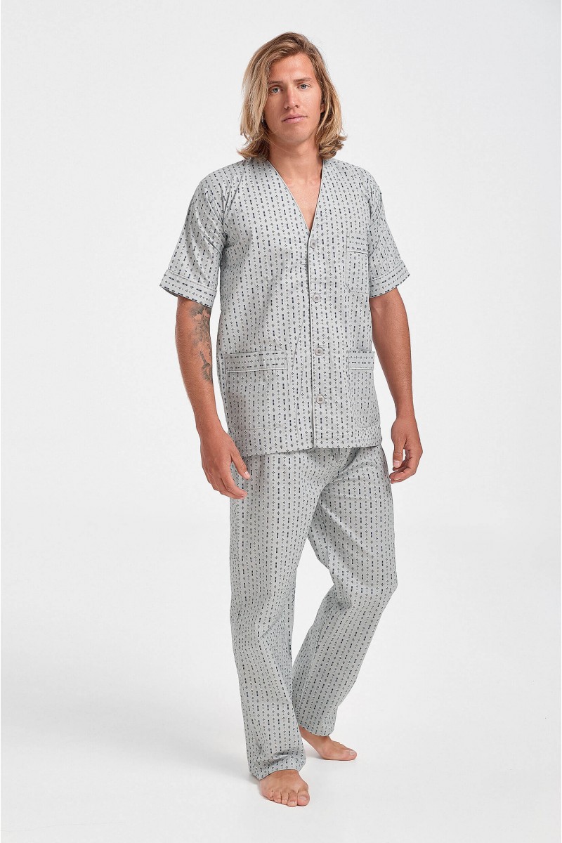 Herren-Pyjama LION mit kurzen Ärmeln und Knöpfen Herren-Pyjama LION mit kurzen Ärmeln und Knöpfen
