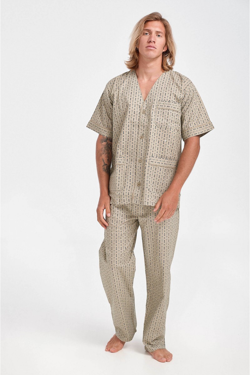 Herren-Pyjama LION mit kurzen Ärmeln und Knöpfen Herren-Pyjama LION mit kurzen Ärmeln und Knöpfen