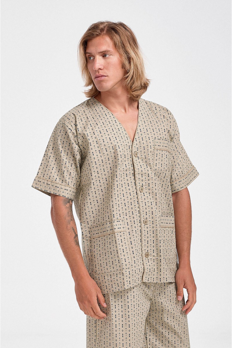 Herren-Pyjama LION mit kurzen Ärmeln und Knöpfen Herren-Pyjama LION mit kurzen Ärmeln und Knöpfen