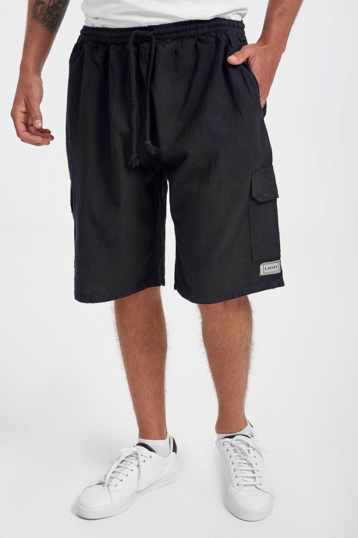 Men's LION Bermuda shorts with pockets BLACK
