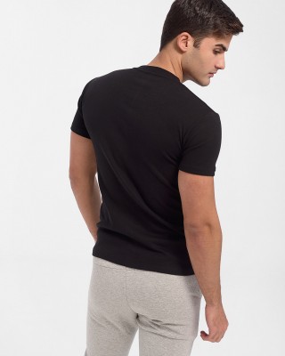 Herren LORD Flanell mit offenem Halsausschnitt 230 Schwarz