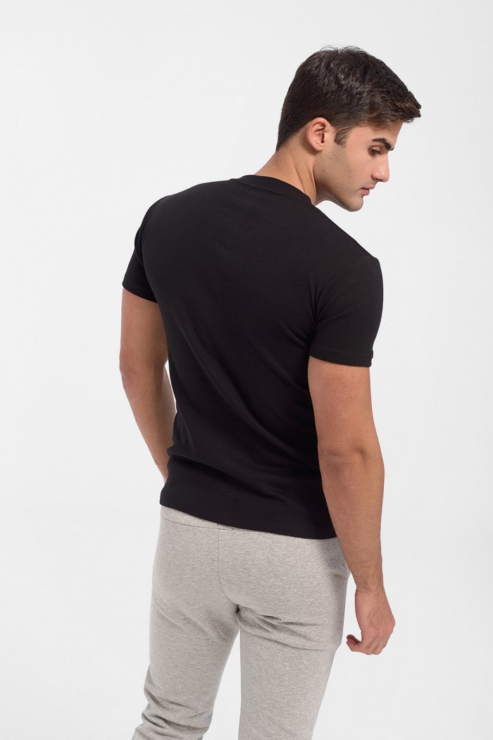 Herren LORD Flanell mit offenem Halsausschnitt 230 Schwarz