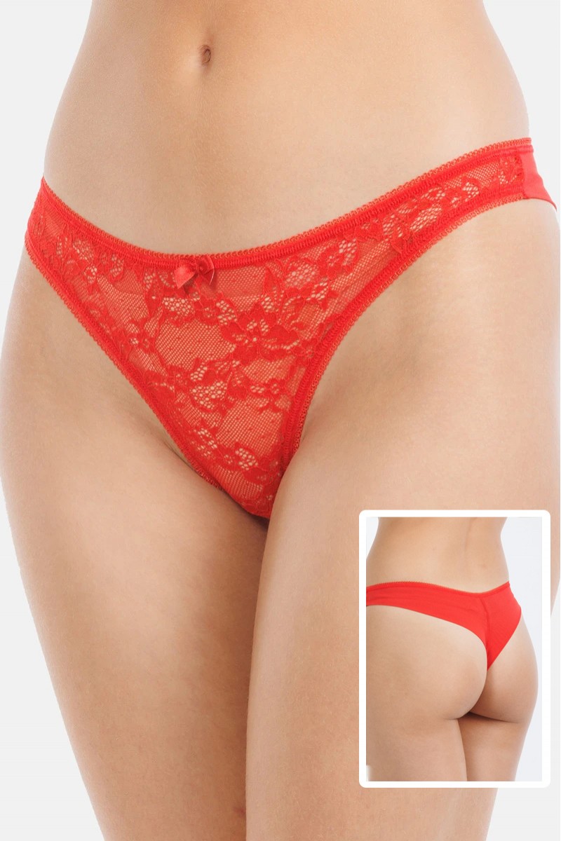 Cotton underwear with lace MEI 1080 RED Cotton underwear with lace MEI 1080 RED