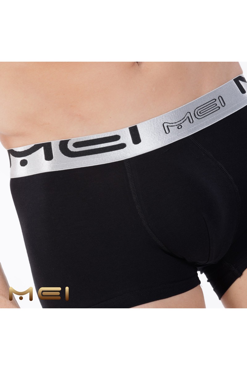 MEN'S BOXER WITH SILVER RUBBER MEI 170 BLACK MEN'S BOXER WITH SILVER RUBBER MEI 170 BLACK