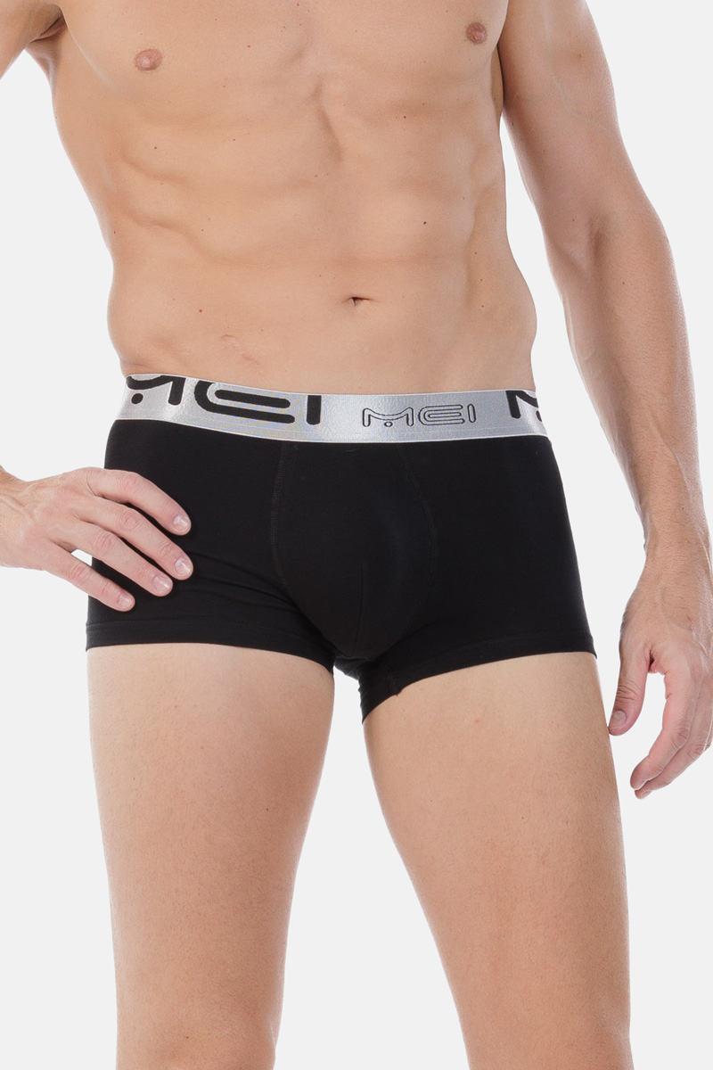 MEN'S BOXER WITH SILVER RUBBER MEI 170 BLACK MEN'S BOXER WITH SILVER RUBBER MEI 170 BLACK