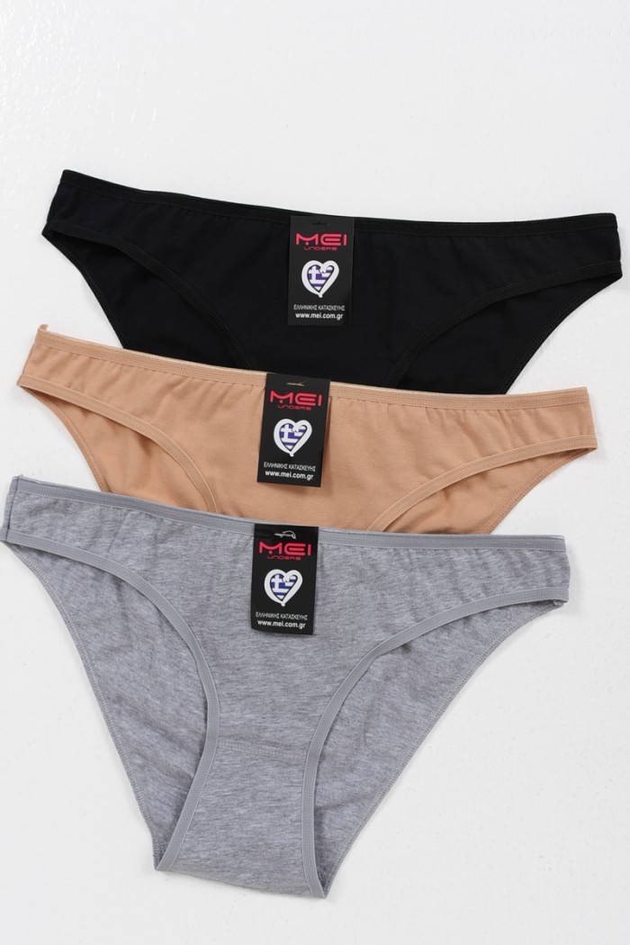 Baumwollunterwäsche MEI Slip 2520 3 PACK MULTICOLOR