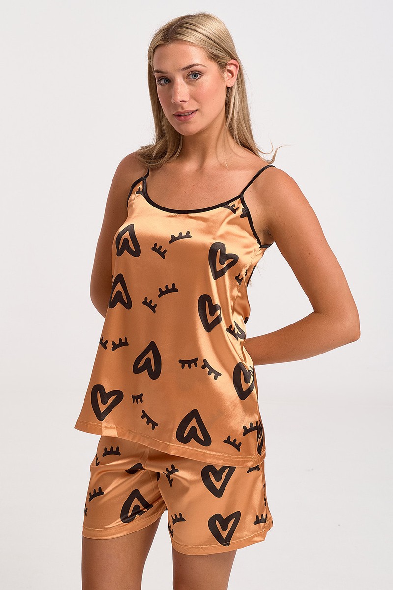Sommer-Pyjama aus Satin MISS RODI 3924 GOLD