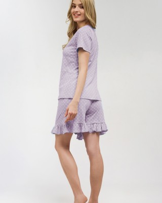 Damen MOUTAKIS Schlafanzug polka dot 4014A LILA