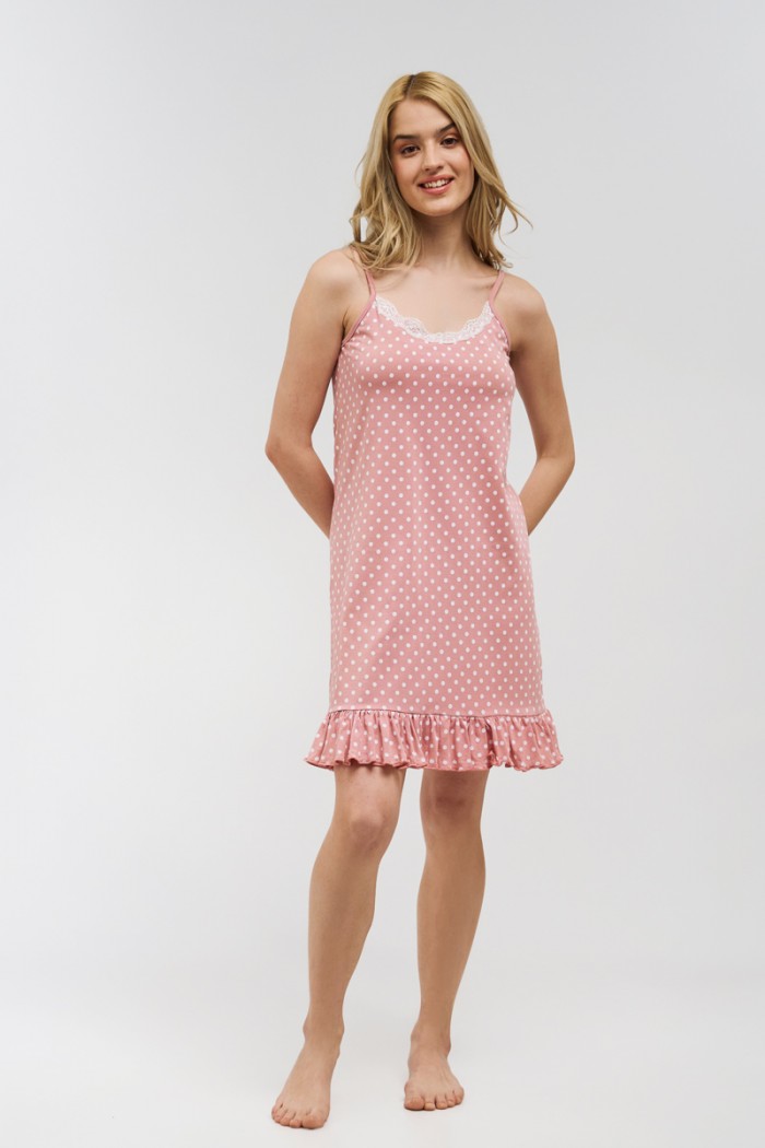 Cotton nightgown MOUTAKIS polka dot 4014B