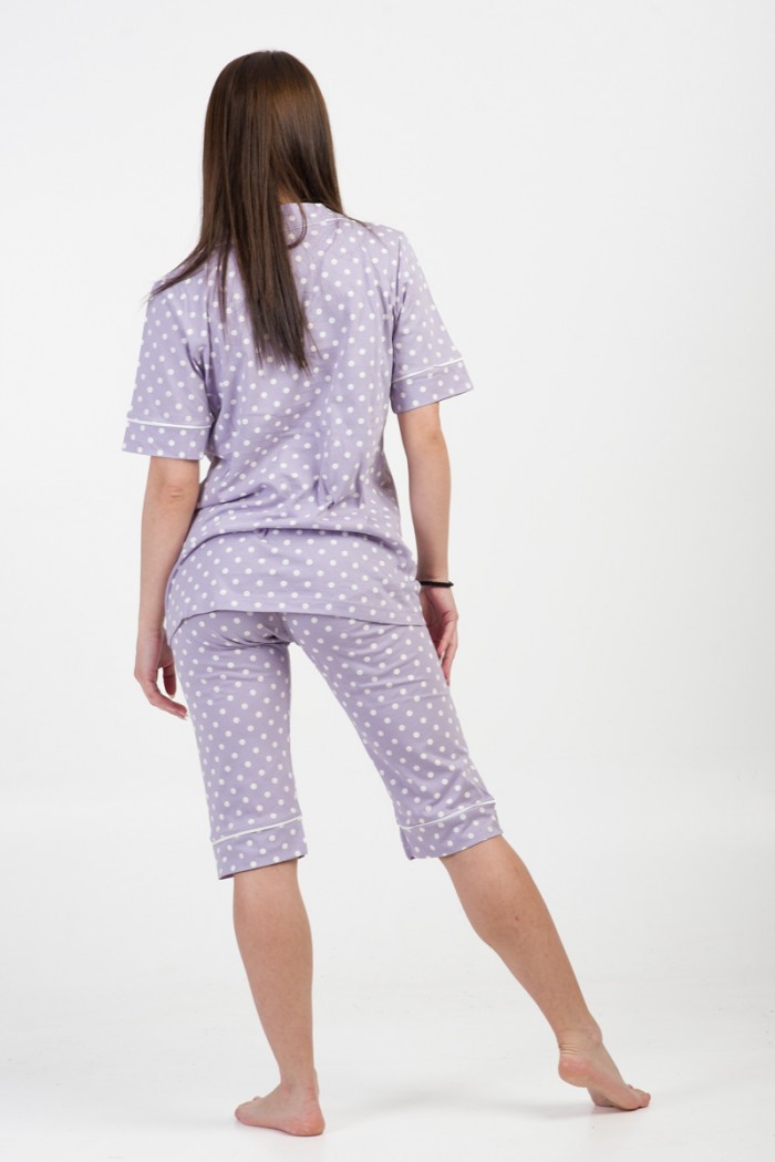 Women's pajamas with buttons MOUTAKIS 4016G LILA