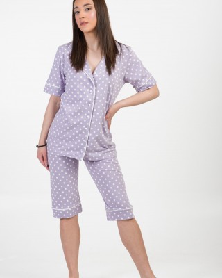 Damen Schlafanzug mit Knöpfen MOUTAKIS 4016G LILA