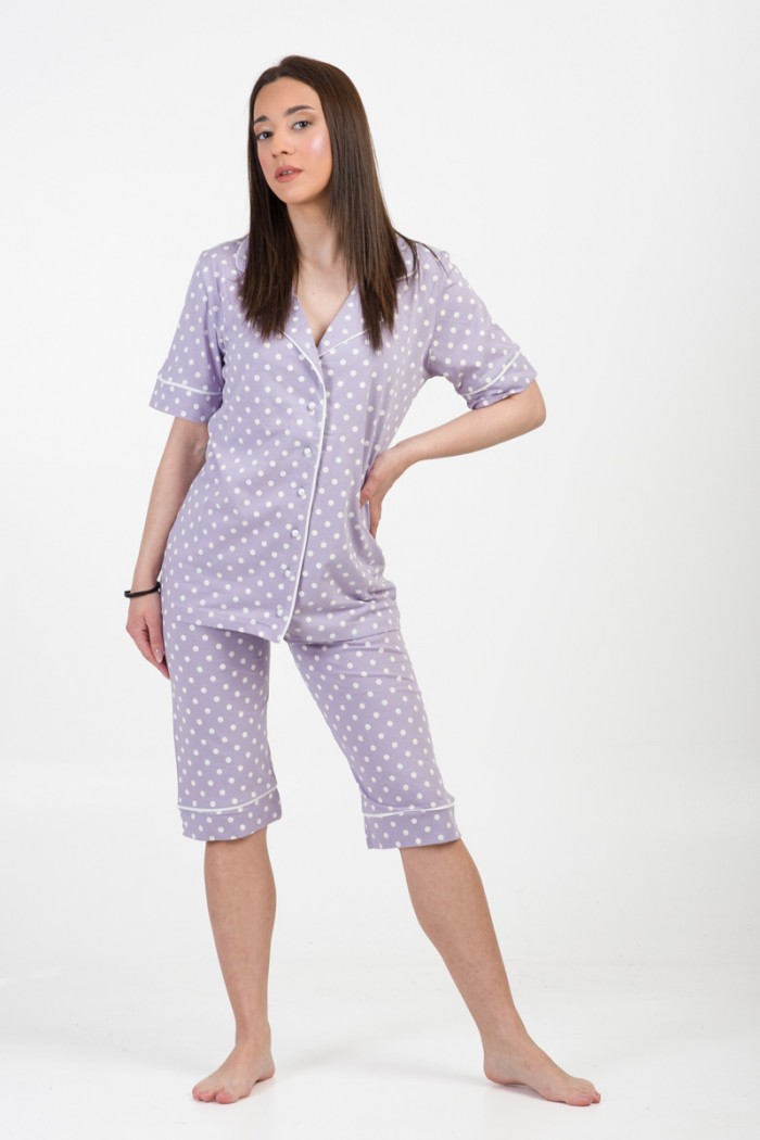 Women's pajamas with buttons MOUTAKIS 4016G LILA