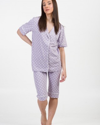 Damen Schlafanzug mit Knöpfen MOUTAKIS 4016G LILA