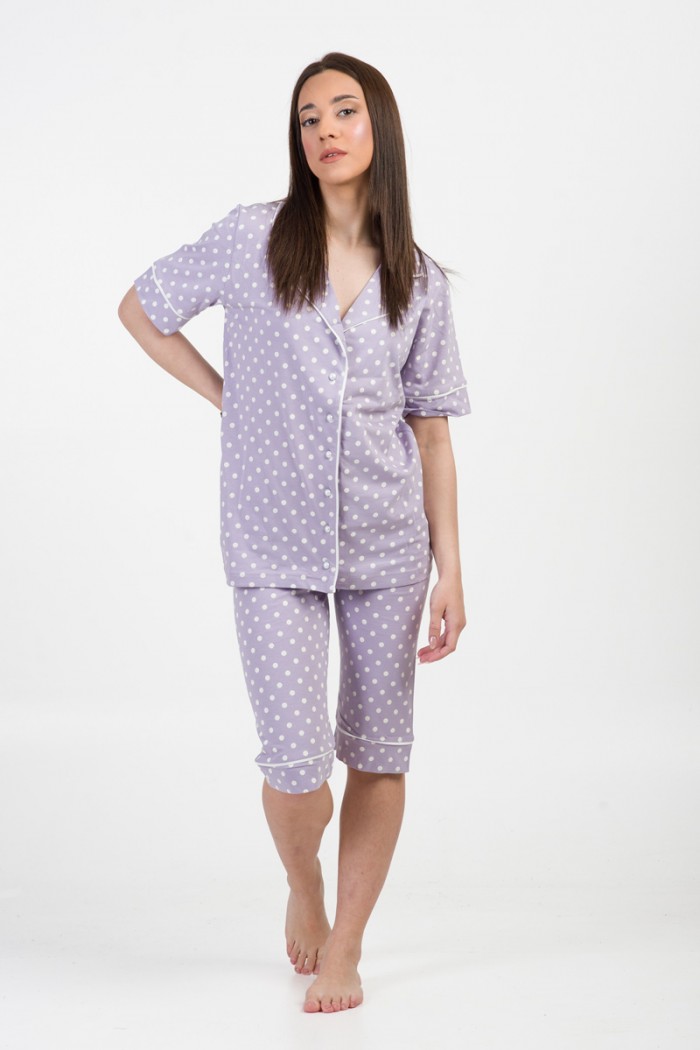 Women's pajamas with buttons MOUTAKIS 4016G LILA