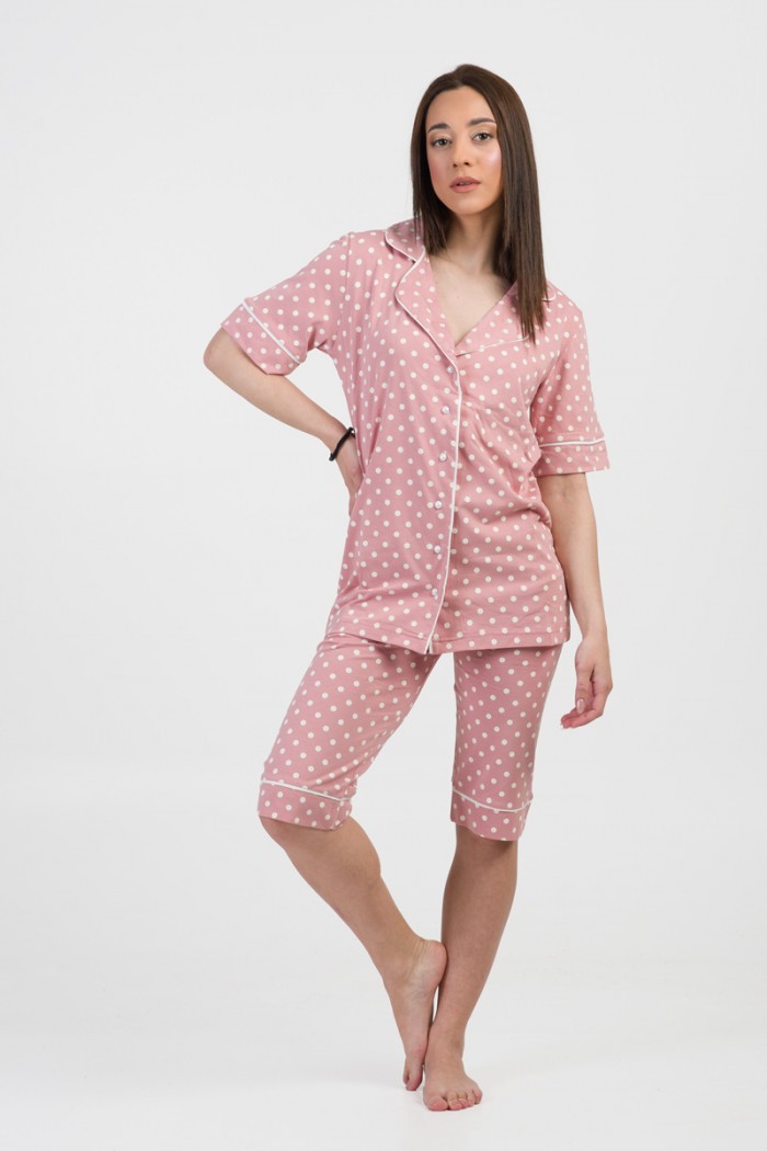 Women's pajamas with buttons MOUTAKIS 4016G ROZ
