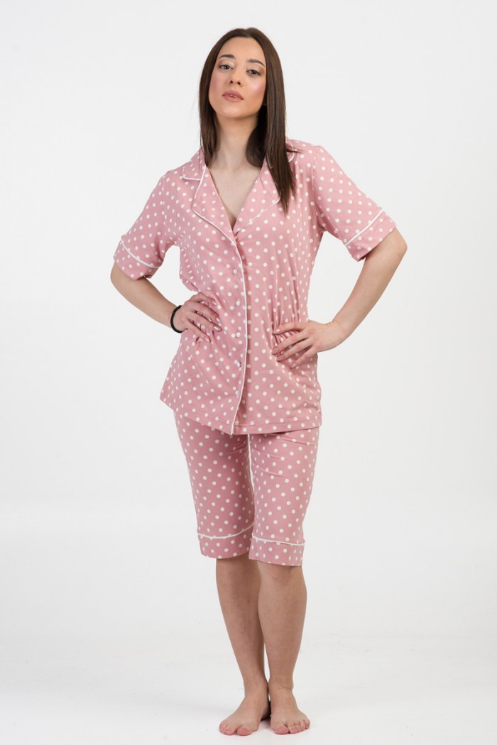 Women's pajamas with buttons MOUTAKIS 4016G ROZ
