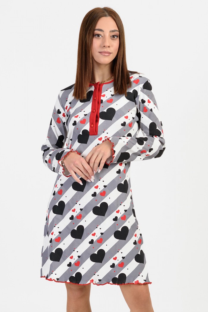 Winter Nightgown with buttons MOUTAKIS 4076C
