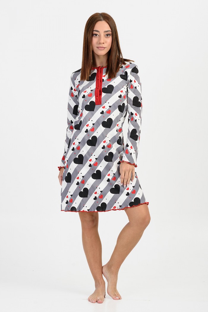 Winter Nightgown with buttons MOUTAKIS 4076C