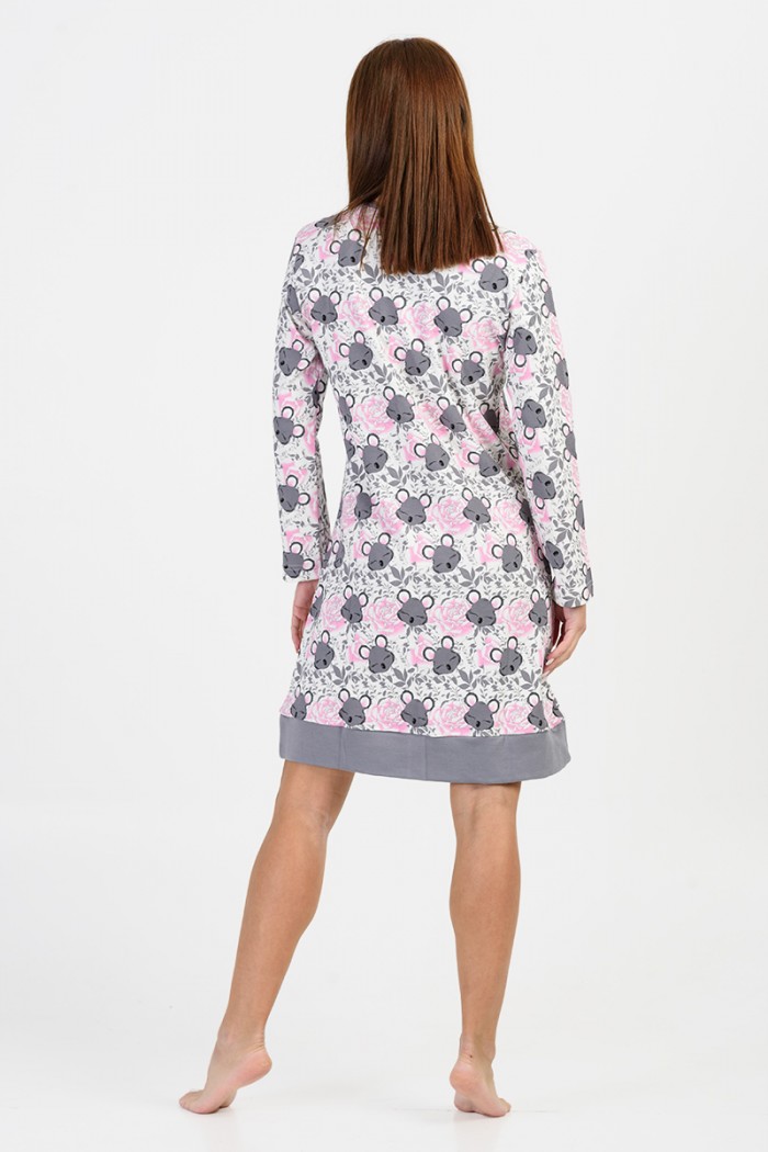 Winter nightgown with buttons MOUTAKIS 4084B