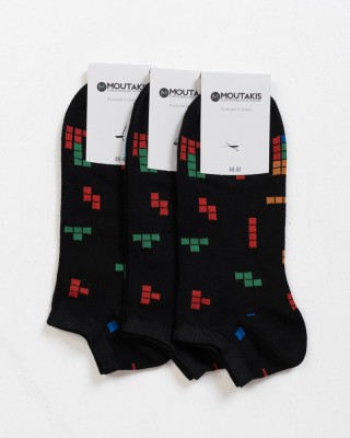 Short socks MOUTAKIS TETRIS 3 Pack Black