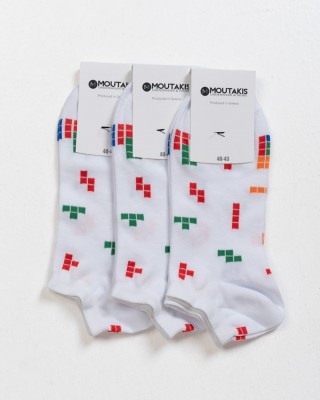 Short socks MOUTAKIS TETRIS 3 Pack White