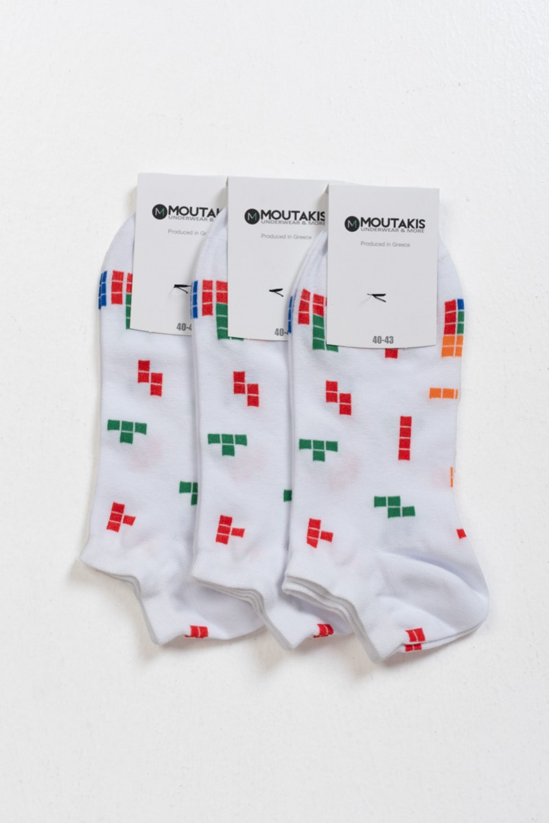 Short socks MOUTAKIS TETRIS 3 Pack White