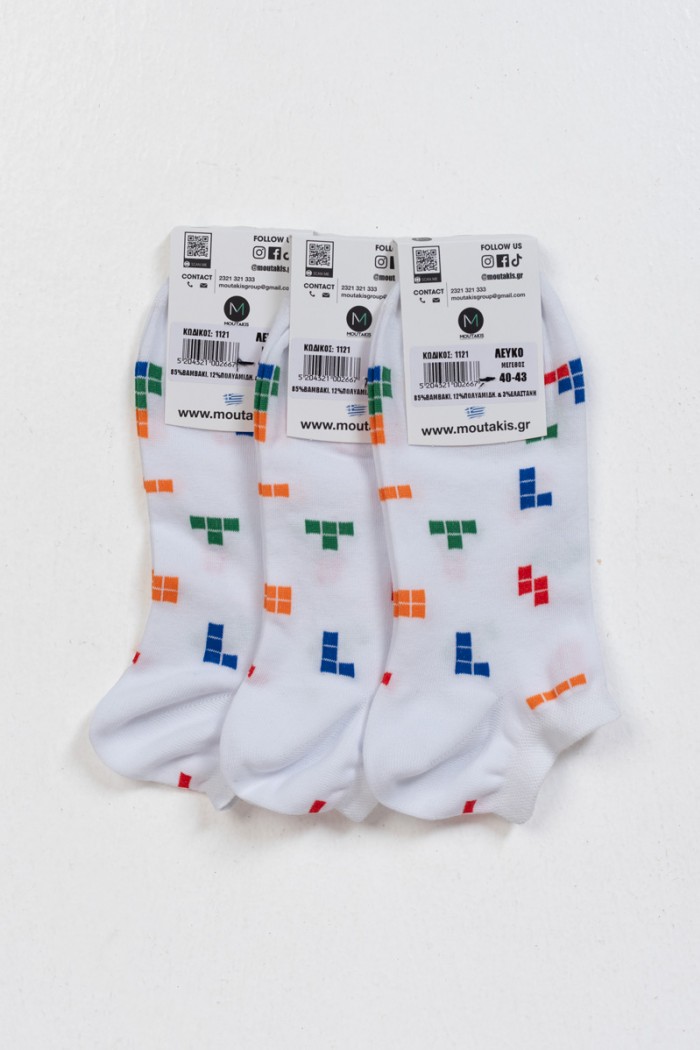 Short socks MOUTAKIS TETRIS 3 Pack White