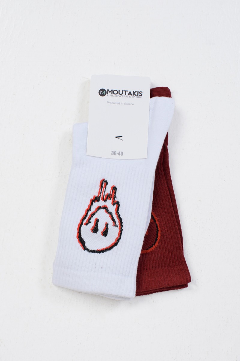 Thin Sports Socks MOUTAKIS GHOST 2 Pack White Bordeaux