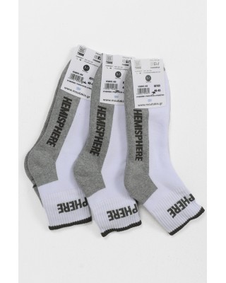 Ημίκοντες αθλητικές κάλτσες MOUTAKIS HEMISPHERE 3 PACK ΛΕΥΚΟ