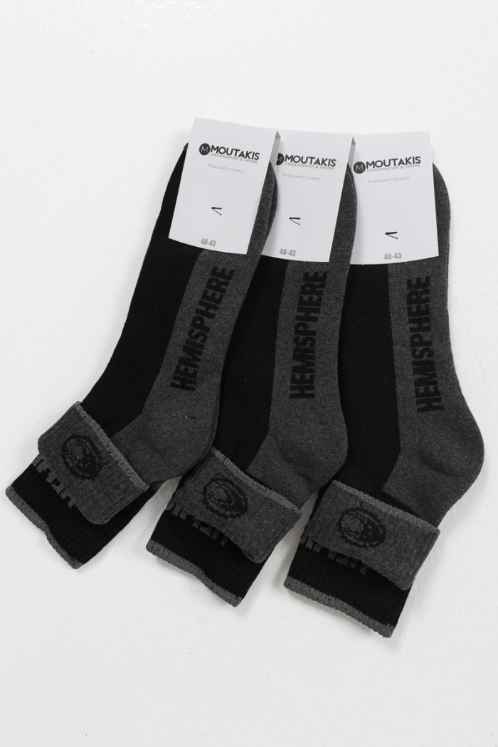 MOUTAKIS HEMISPHERE 3 PACK BLACK semi-fitted sports socks MOUTAKIS HEMISPHERE 3 PACK BLACK