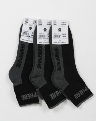MOUTAKIS HEMISPHERE 3 PACK BLACK semi-fitted sports socks MOUTAKIS HEMISPHERE 3 PACK BLACK