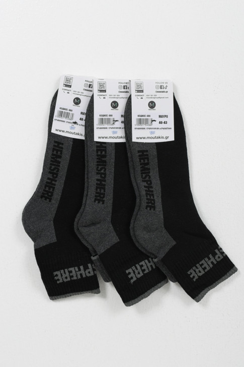 MOUTAKIS HEMISPHERE 3 PACK BLACK semi-fitted sports socks MOUTAKIS HEMISPHERE 3 PACK BLACK
