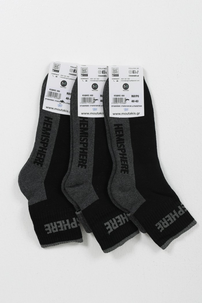MOUTAKIS HEMISPHERE 3 PACK BLACK semi-fitted sports socks MOUTAKIS HEMISPHERE 3 PACK BLACK