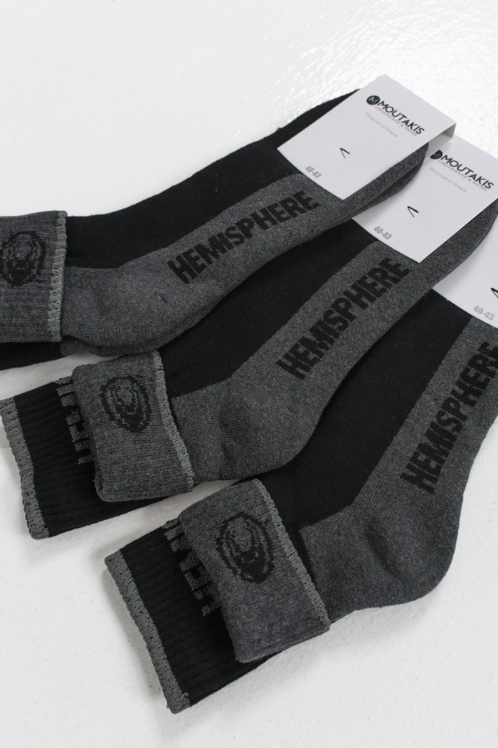 MOUTAKIS HEMISPHERE 3 PACK BLACK semi-fitted sports socks MOUTAKIS HEMISPHERE 3 PACK BLACK