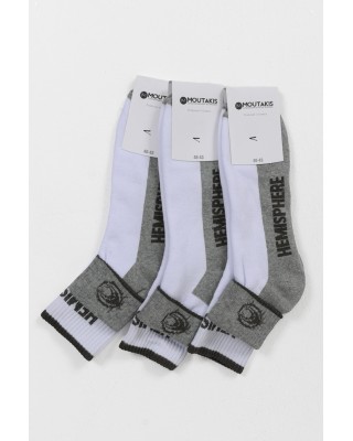 Ημίκοντες αθλητικές κάλτσες MOUTAKIS HEMISPHERE 3 PACK ΛΕΥΚΟ
