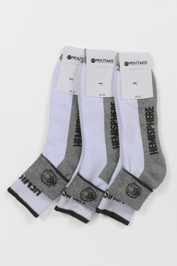 MOUTAKIS HEMISPHERE 3 PACK semi-fitted sports socks WHITE