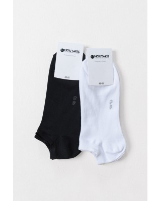SHORT SOCKS SOSONIA MOUTAKIS 3 PACK WHITE BLACK