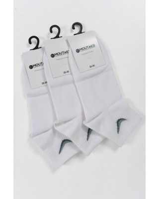 MOUTAKIS 3 Pack LOGO semi-fitted socks White